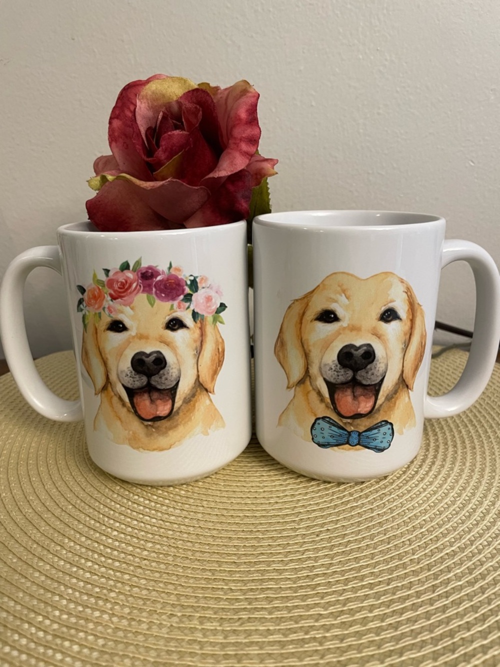 Floral & Bow Labrador Dog Mug Set